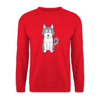 Dog Cartoon Amazing Siberian Husky - Unisex Sweatshirt - red - Front - Alina (178cm) & Michal (187cm)