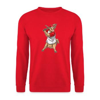 Highland Cattle Baseball Baseball Bat - Unisex Sweatshirt - red - Front - Alina (178cm) & Michal (187cm)