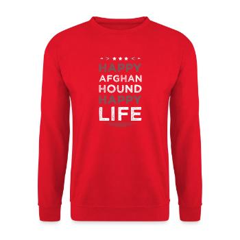 Happy Afghan Hound Life Typo - Sweat-shirt Unisexe - rouge - Devant - Alina (178cm) & Michal (187cm)