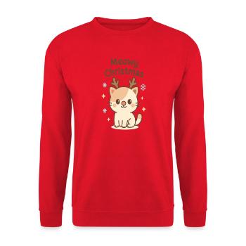 Chat de Noël miaou avec des cornes de renne - Sweat-shirt Unisexe - rouge - Devant - Alina (178cm) & Michal (187cm)