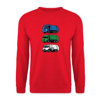 Garbage Truck Funny Garbage Day Garbage Truck - Unisex Sweatshirt - red - Front - Alina (178cm) & Michal (187cm)
