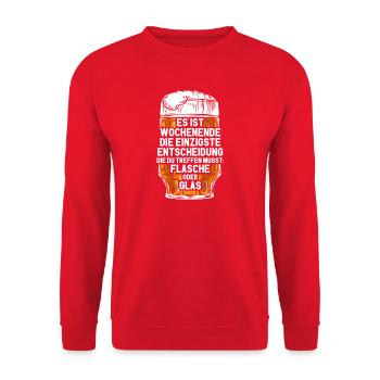 Bouteille de week-end ou verre/bière Dicton - Sweat-shirt Unisexe - rouge - Devant - Alina (178cm) & Michal (187cm)