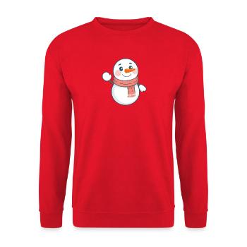 Bonhomme de neige douillet avec écharpe corail - Conception de Noël - Sweat-shirt Unisexe - rouge - Devant - Alina (178cm) & Michal (187cm)