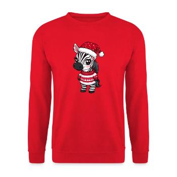 Zebra Weihnachten Xmas - Unisex Pullover - Rot - Vorne - Alina (178cm) & Michal (187cm)