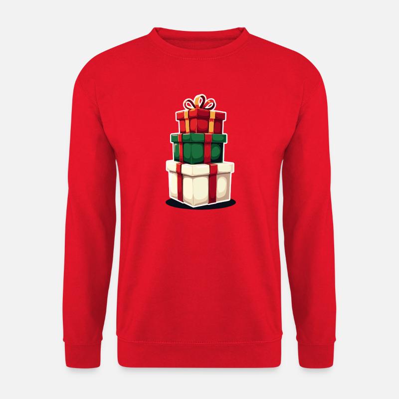 Stacked Gift Boxes Illustration - Unisex Sweatshirt - red