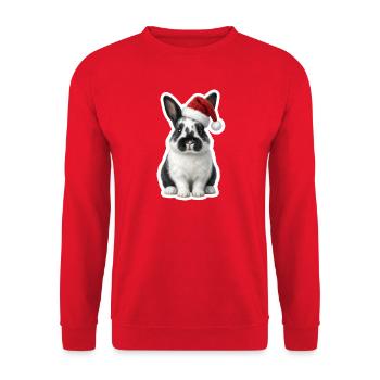 Kaninchen Baby - Frohe Weihnachten - Unisex Pullover - Rot - Vorne - Alina (178cm) & Michal (187cm)