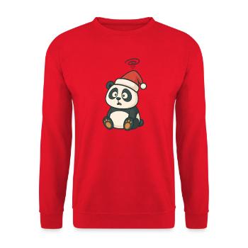 Cute Panda Santa Hat Cartoon Clumsy - Unisex Sweatshirt - red - Front - Alina (178cm) & Michal (187cm)