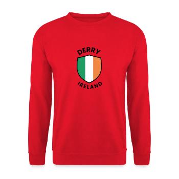 Derry Ireland Shield Design - Unisex Sweatshirt - red - Front - Alina (178cm) & Michal (187cm)