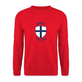 Lahti Finland Shield Emblem - Unisex Sweatshirt - red - Front - Alina (178cm) & Michal (187cm)