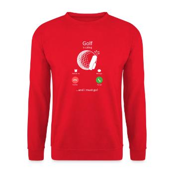 Golf ruft und ich muss aufhören, Bildschirm Golf spielen - Unisex Pullover - Rot - Vorne - Alina (178cm) & Michal (187cm)