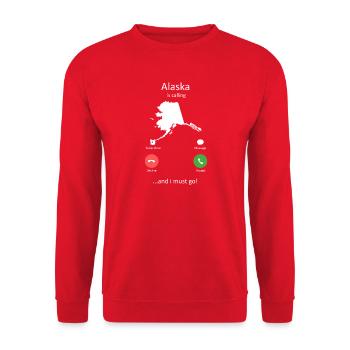 Alaskan Malamute Is Calling Funny Dog Owner - Unisex Sweatshirt - red - Front - Alina (178cm) & Michal (187cm)