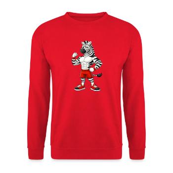 Starkes Zebra Bodybuilder Fitness Training Muskula - Unisex Pullover - Rot - Vorne - Alina (178cm) & Michal (187cm)