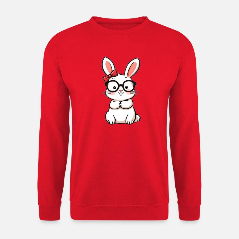 Rabbit with glasses - Unisex Sweatshirt - red