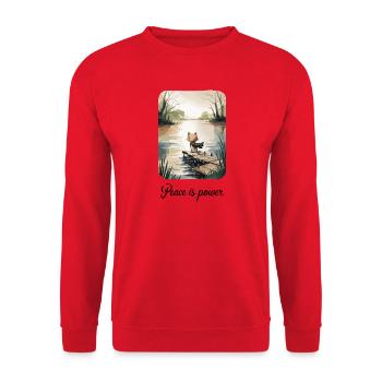 Peace Is Power Cat Hero Calm Mindfulness Nature - Unisex Sweatshirt - red - Front - Alina (178cm) & Michal (187cm)