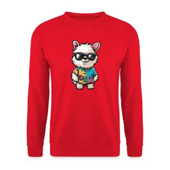 Alpaca Llama Comic Holiday - Unisex Sweatshirt - red - Front - Alina (178cm) & Michal (187cm)