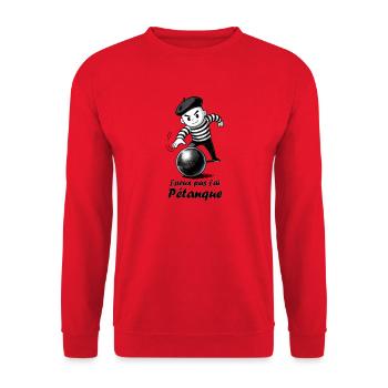 J'peux pas j'ai pétanque - Sweat-shirt Unisexe - rouge - Devant - Alina (178cm) & Michal (187cm)