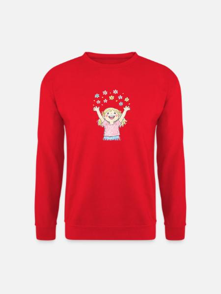 Fröhliches Mädchen streut Blumen - Unisex Pullover - Rot