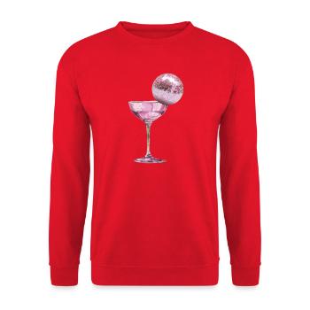 Pink Disco Ball Cocktail Glass Girly Aesthetic Art - Unisex Sweatshirt - red - Front - Alina (178cm) & Michal (187cm)