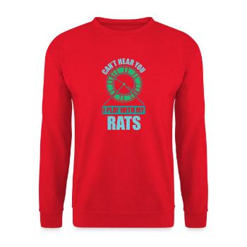 Ratte Hausratte Rattenbesitzer Rattenliebhaber - Unisex Pullover - Rot - Vorne - Alina (178cm) & Michal (187cm)