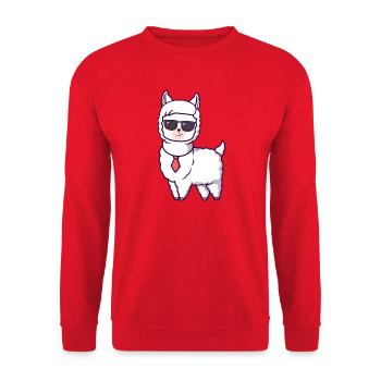 Llama cool avec cravate à lunettes de soleil - Sweat-shirt Unisexe - rouge - Devant - Alina (178cm) & Michal (187cm)