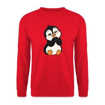 Un pingouin de dessin animé mignon ravi - Sweat-shirt Unisexe - rouge - Devant - Alina (178cm) & Michal (187cm)