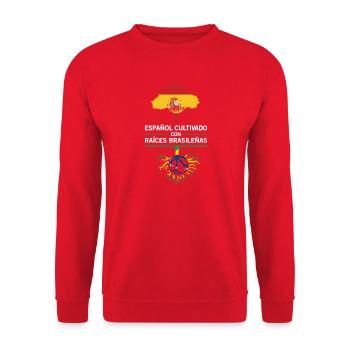 Spanien Brasilien Flaggen Wurzeln Geschenk  - Unisex Pullover - Rot - Vorne - Alina (178cm) & Michal (187cm)