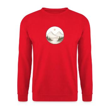 Gebirgslandschaft - Unisex Pullover - Rot - Vorne - Alina (178cm) & Michal (187cm)