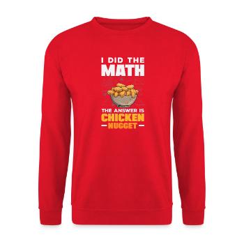 Mathe Antwort Ist Chicken Nuggets Lustiger Spruch - Unisex Pullover - Rot - Vorne - Alina (178cm) & Michal (187cm)