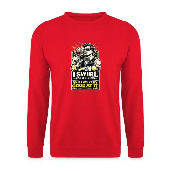 I Swirl For A Living Sommelier Humor Gift - Unisex Pullover - Rot - Vorne - Alina (178cm) & Michal (187cm)