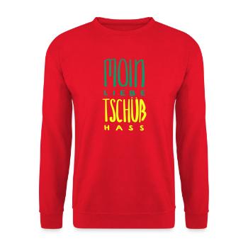 moin liebe tschüss hass - Unisex Pullover - Rot - Vorne - Alina (178cm) & Michal (187cm)