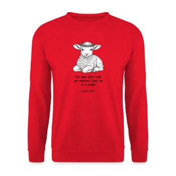 Lamm Gottes – Jesus Christus - Unisex Pullover - Rot - Vorne - Alina (178cm) & Michal (187cm)