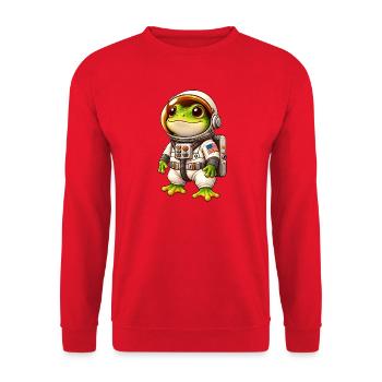 Frosch Astronaut Weltraum Entdecker Cartoon - Unisex Pullover - Rot - Vorne - Alina (178cm) & Michal (187cm)