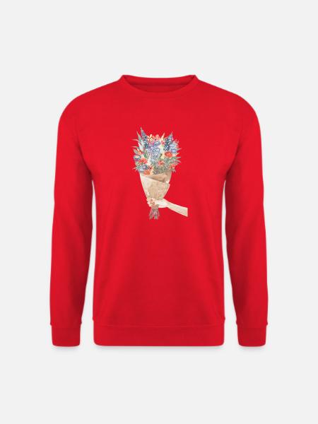 Aquarell Blumenstrauß Bouquet - Unisex Pullover - Rot