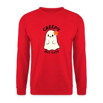 Halloween Geist Creepy but Cute - Unisex Pullover - Rot - Vorne - Alina (178cm) & Michal (187cm)