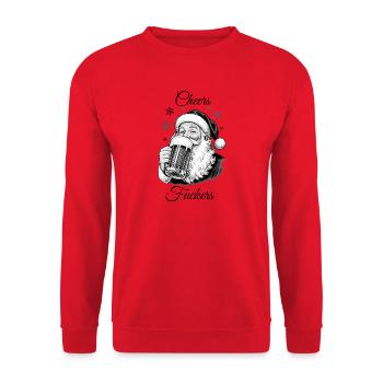 Weihnachtsmann Bierkrug - Unisex Pullover - Rot - Vorne - Alina (178cm) & Michal (187cm)