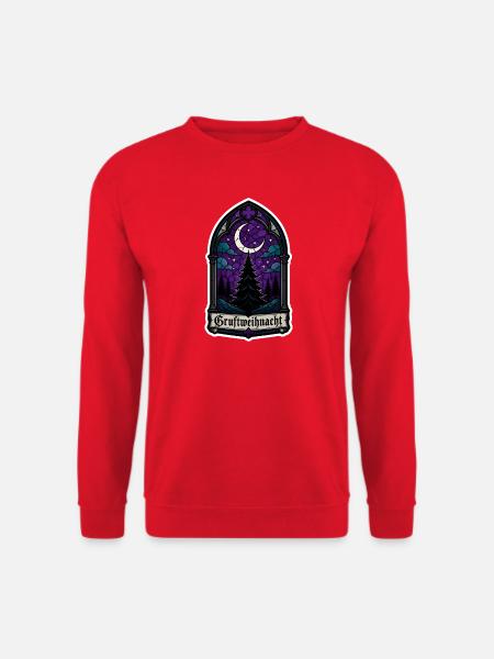 Gruftweihnacht Gothic Kirchenfenster Mond Shirt - Unisex Pullover - Rot