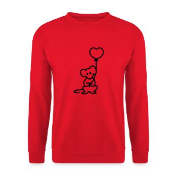 Maus + Ballon - Line - Unisex Pullover - Rot - Vorne - Alina (178cm) & Michal (187cm)