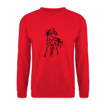 cheval-01 - Sweat-shirt Unisexe - rouge - Devant - Alina (178cm) & Michal (187cm)