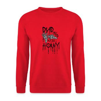 dead inside but horny - Unisex Sweatshirt - red - Front - Alina (178cm) & Michal (187cm)