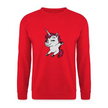 Dabbing Dancing Unicorn Party - Unisex Sweatshirt - red - Front - Alina (178cm) & Michal (187cm)