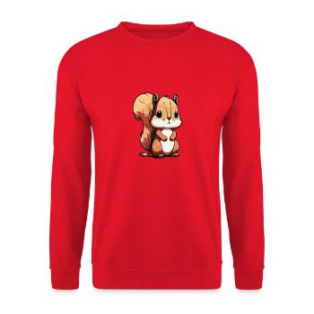 Eichhoernchen Squrirrel Comic Cute Kawaii 2 - Unisex Pullover - Rot - Vorne - Alina (178cm) & Michal (187cm)