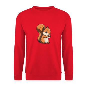 Eichhoernchen Squrirrel Comic Cute Kawaii 9 - Unisex Pullover - Rot - Vorne - Alina (178cm) & Michal (187cm)