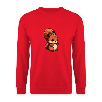 Eichhoernchen Squrirrel Comic Cute Kawaii 6 - Unisex Pullover - Rot - Vorne - Alina (178cm) & Michal (187cm)