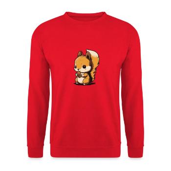Eichhoernchen Squrirrel Comic Cute Kawaii 10 - Unisex Pullover - Rot - Vorne - Alina (178cm) & Michal (187cm)
