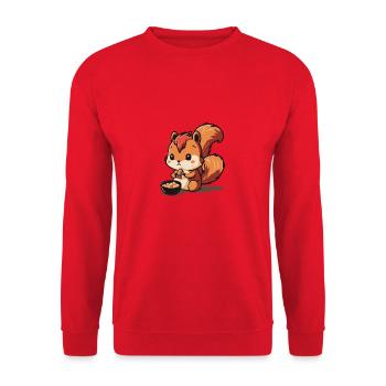 Eichhoernchen Squrirrel Comic Cute Kawaii 8 - Unisex Pullover - Rot - Vorne - Alina (178cm) & Michal (187cm)