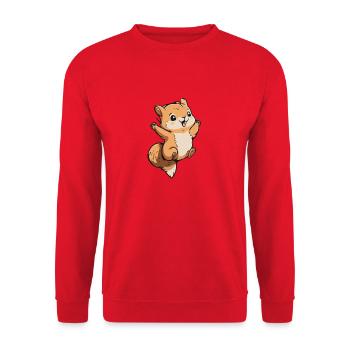 Eichhoernchen Squrirrel Comic Cute Kawaii 13 - Unisex Pullover - Rot - Vorne - Alina (178cm) & Michal (187cm)