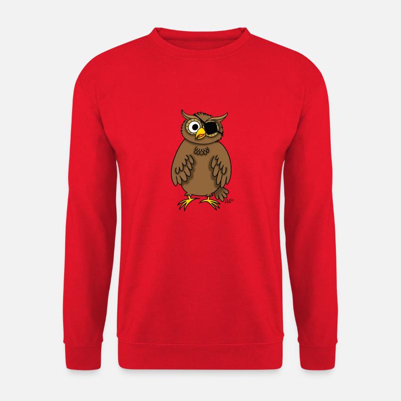 Pirate owl (owl with eye patch) - Unisex Sweatshirt - red