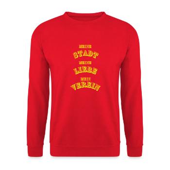 Gelb - Schwarz - Unisex Pullover - Rot - Vorne - Alina (178cm) & Michal (187cm)