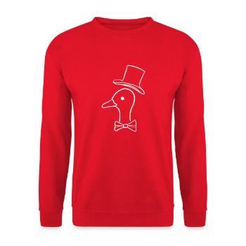Canard avec chapeau - Sweat-shirt Unisexe - rouge - Devant - Alina (178cm) & Michal (187cm)