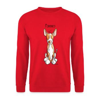 Lustiger Podenco - Unisex Pullover - Rot - Vorne - Alina (178cm) & Michal (187cm)